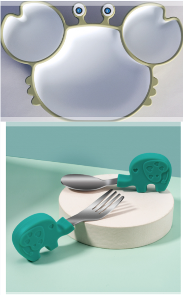 Silicone baby dish with suction cup